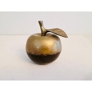 Vintage Brass Apple Bell - Small Collectible Fruit Shaped Office Desk Decor